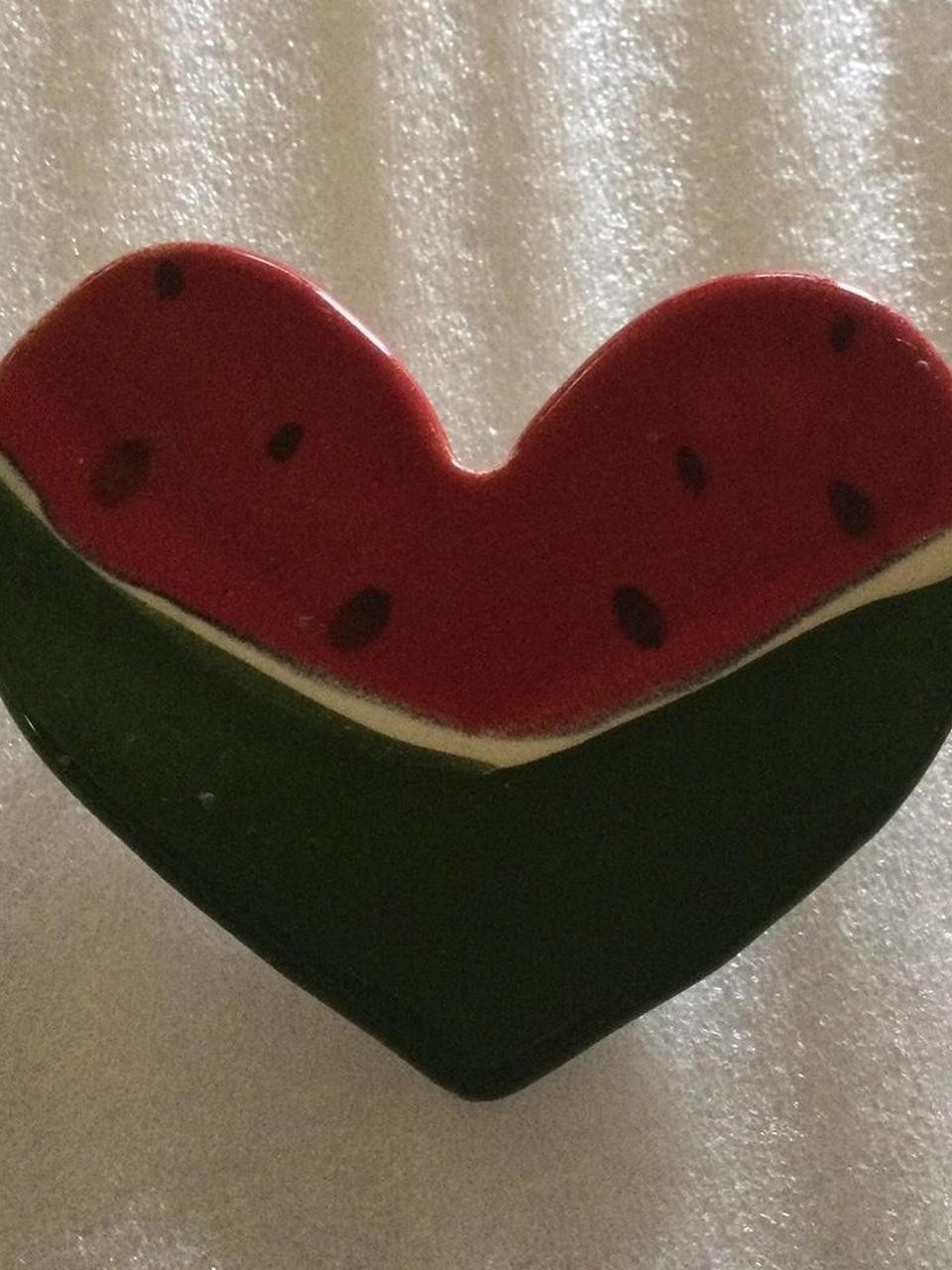 Watermelon Heart Ceramic Pin